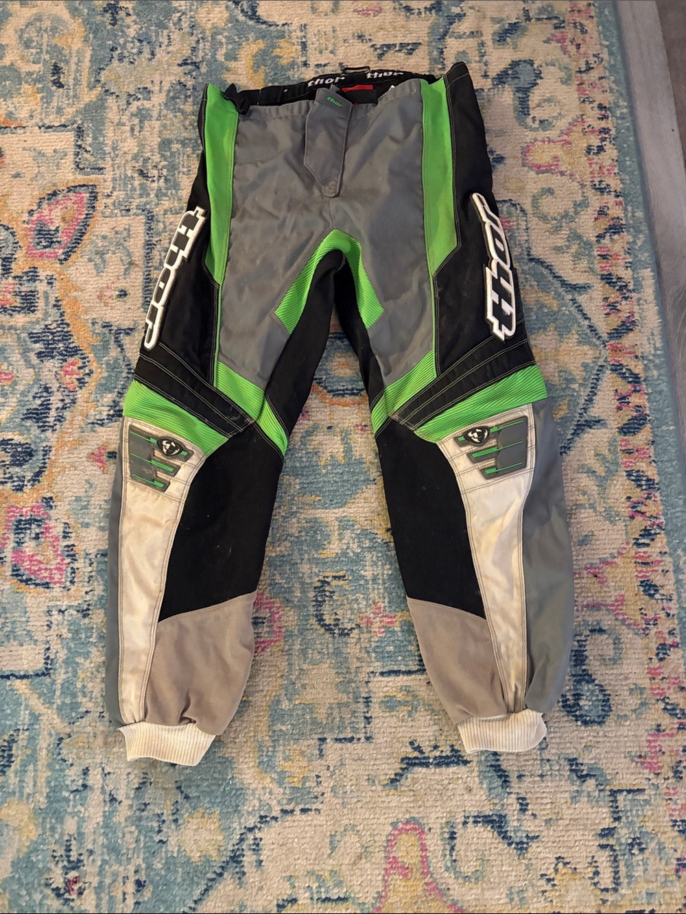 Thor Motocross Pants in Green, Black & Gray